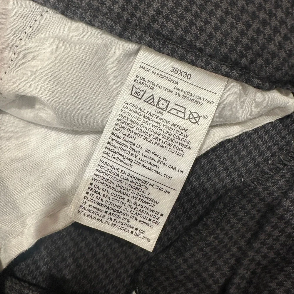 Old Navy Men 36x30 Slim Built-In Flex Houndstooth Pants Charcoal Grey Black